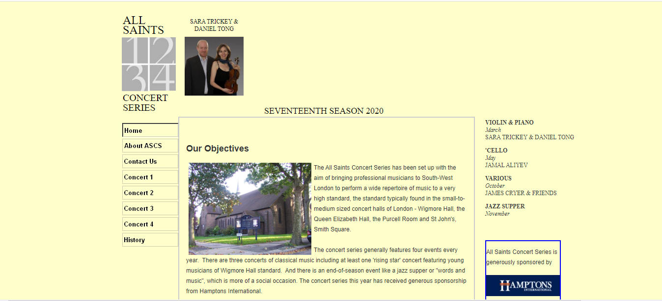 All Saints Concert Series Website