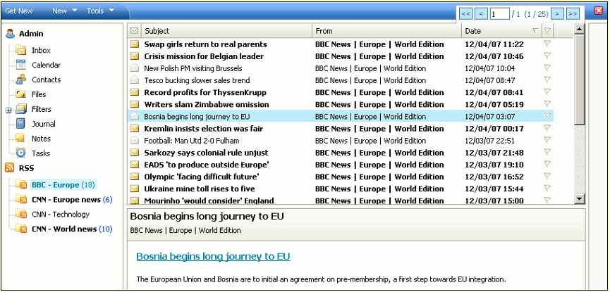 Webmail Pro RSS Reader